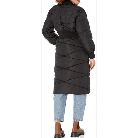 Steve Madden Black Long Quilted Puffer Coat Size XS Jacket NEW - Picture 3 of 9